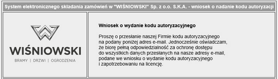 Wypełnianie wniosku o nadanie kodu autoryzacji