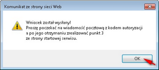 Wypełnianie wniosku o nadanie kodu autoryzacji