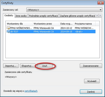 Magazyn certyfikatów - Internet Explorer